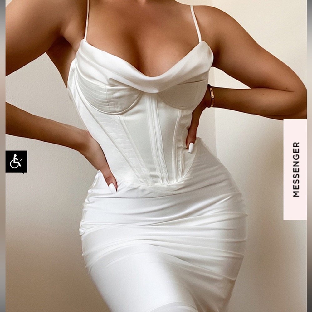 House Of CB Myrna Ivory Corset Slip Dress